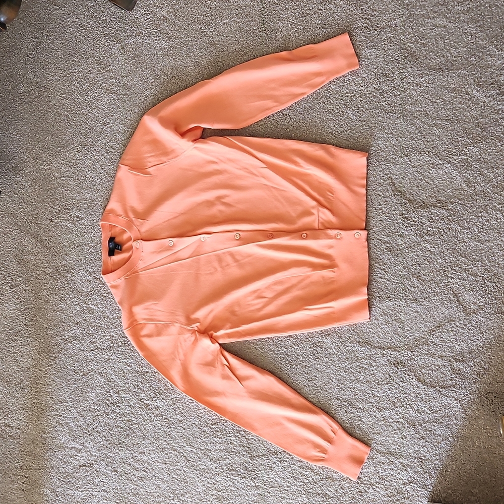 JCrew Jackie Cotton Cardigan Peach/Orange Full Length Sleeve Size L